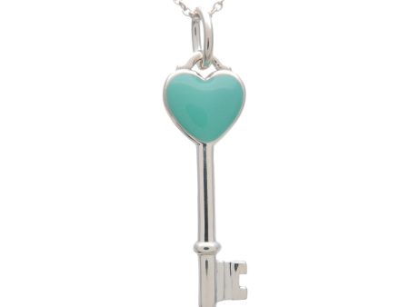 Tiffany&Co. Heart Key Necklace SV925 Silver Blue Supply